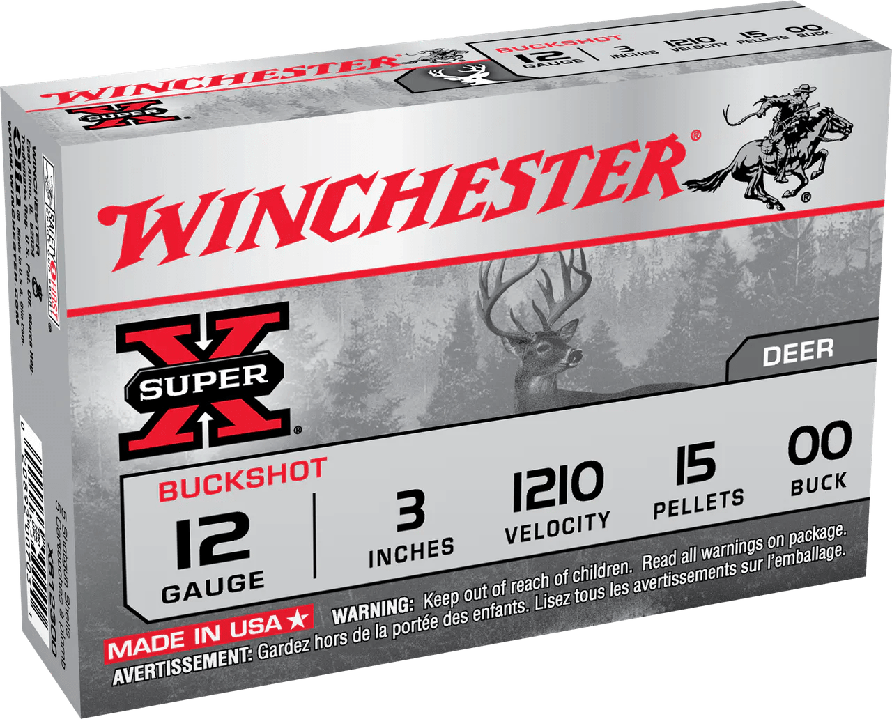 Winchester Ammo XB12300VP Super X  12Gauge 3" 15Pellets 00Buck Shot 15 Per Box/10 Case *Value Pack