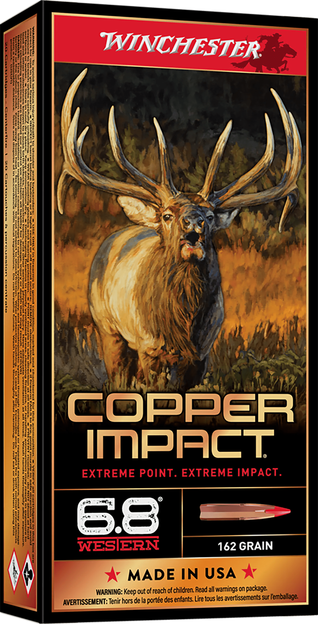 Winchester Ammo X68WCLF Copper Impact  6.8Western 162gr Copper Extreme Point Lead Free 20 Per Box/10 Case