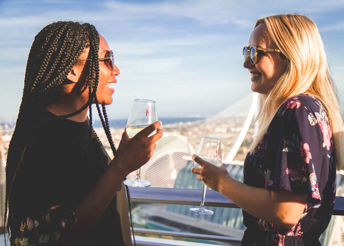 sunshine wine on rooftop terrace