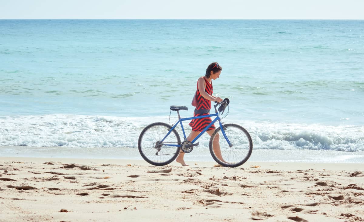 cycling along the beach