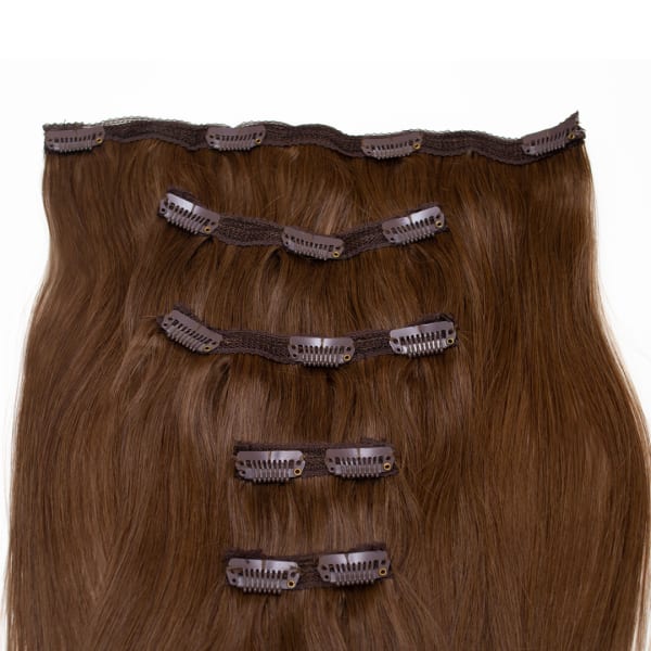 Mocha Human Hair Extensions Clip in 5 Piece