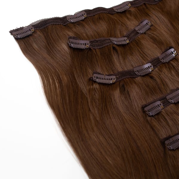 Mocha Human Hair Extensions Clip in 5 Piece