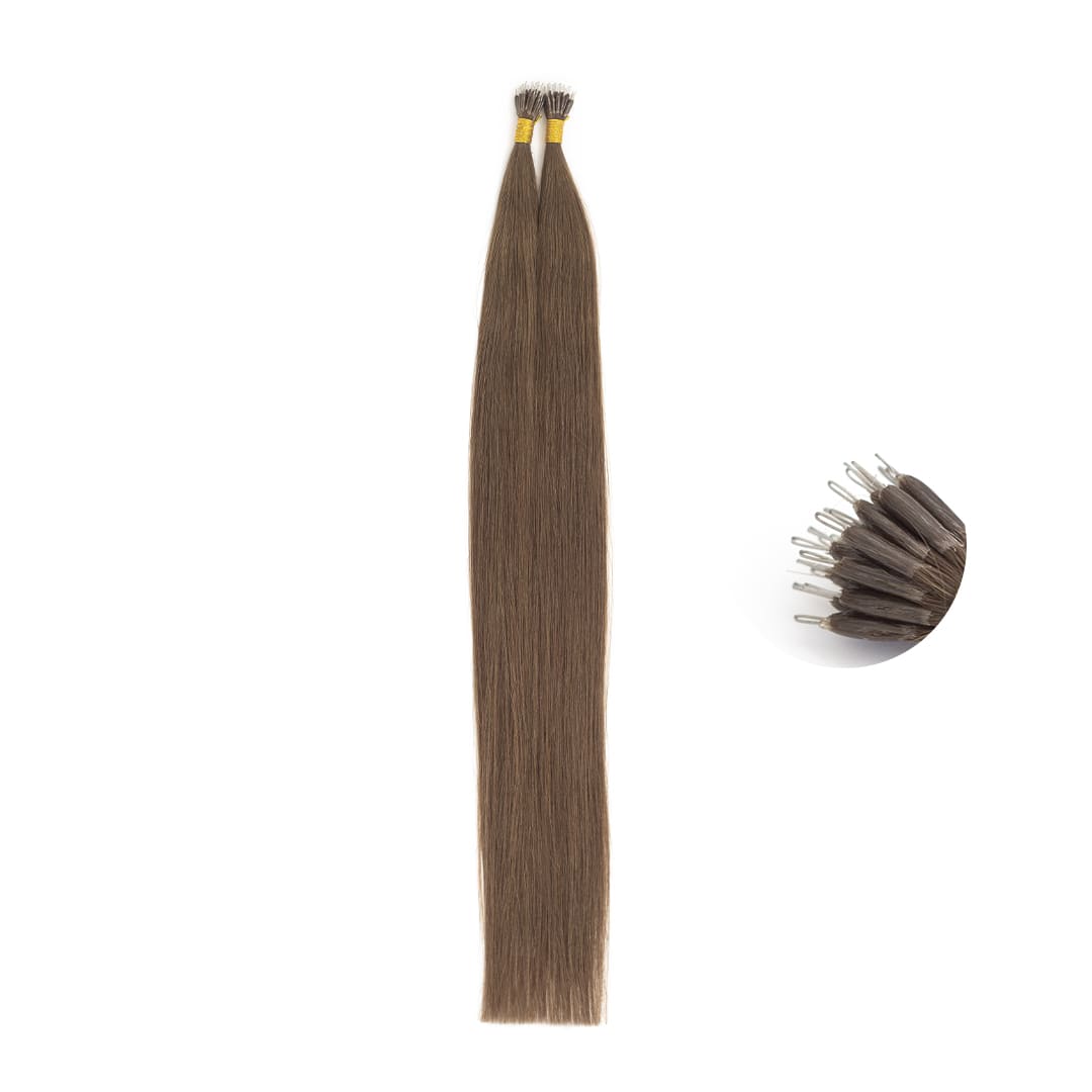 Espresso Nano Tip Hair Extensions - Ultimate Virgin Range - 21.5 inches / 55 cm