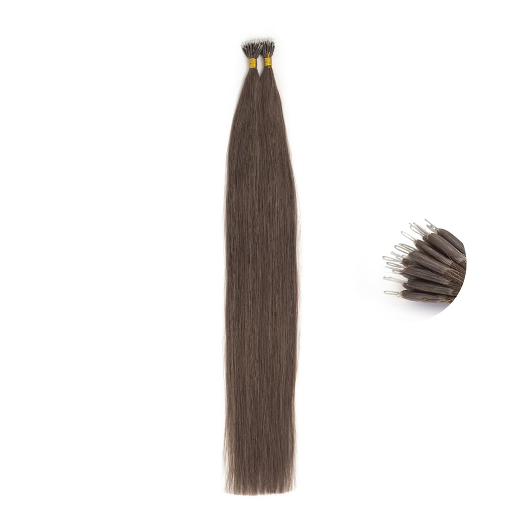 Mocha Nano Tip Hair Extensions - Ultimate Virgin Range - 21.5 inches / 55 cm