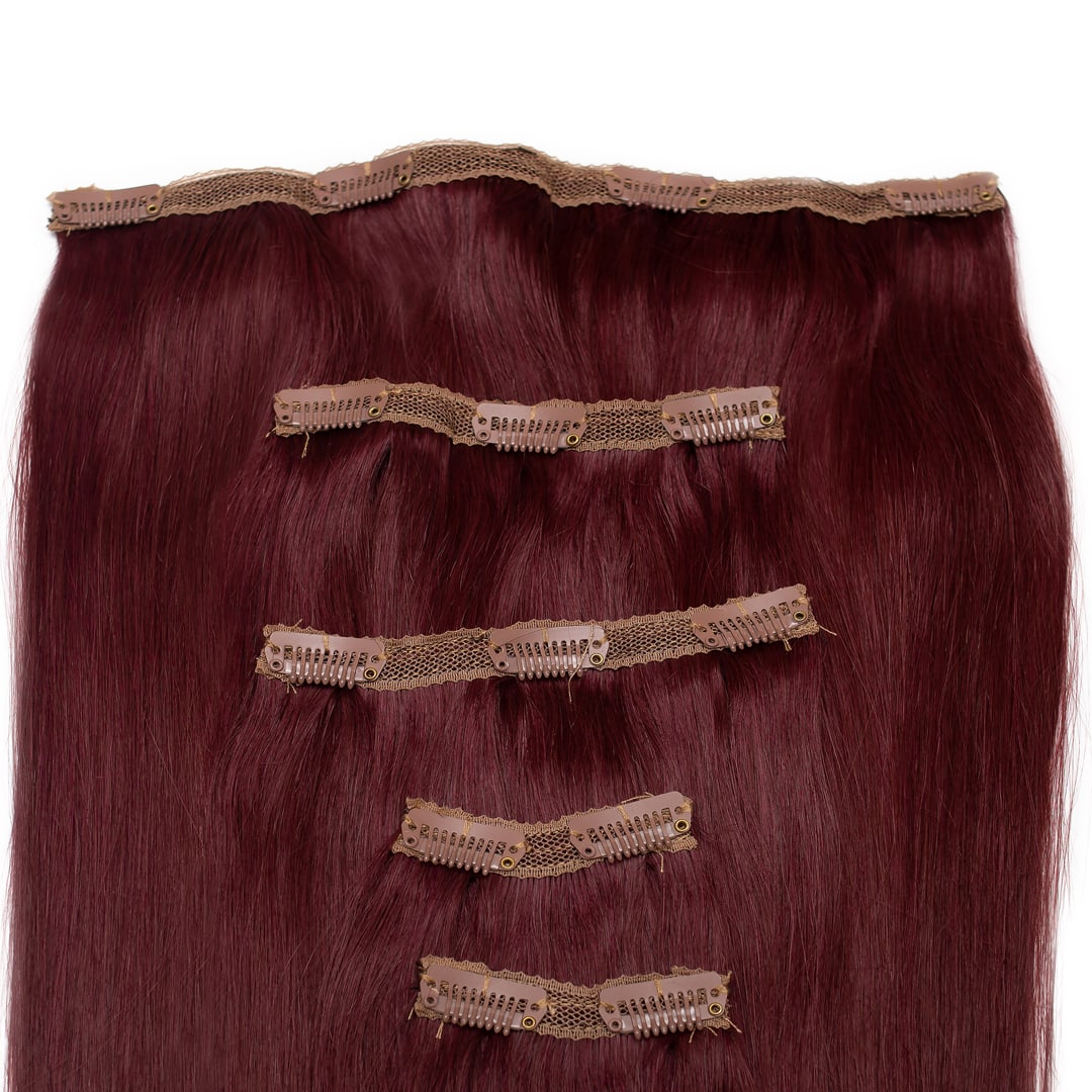 Merlot Human Hair Extensions Clip in 5 Piece