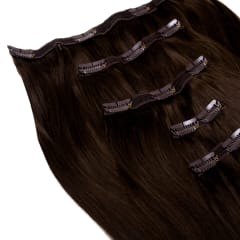 Dark Chocolate Human Hair Extensions Clip in 5 Piece