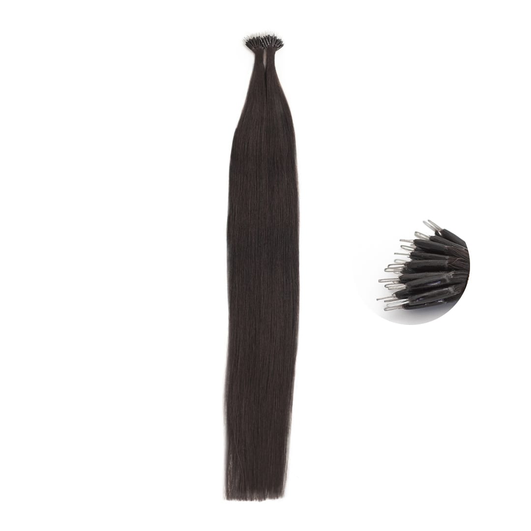 Dark Chocolate Nano Tip Hair Extensions - Ultimate Virgin Range - 21.5 inches / 55 cm