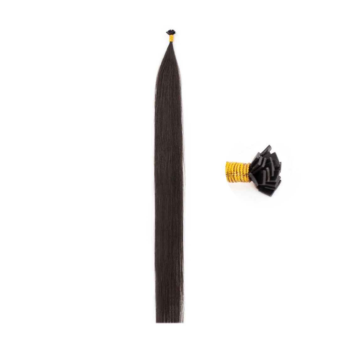 Cacao Flat Tip Hair Extensions - Ultimate Virgin Range - 21.5 inches / 55 cm - 20 Pieces
