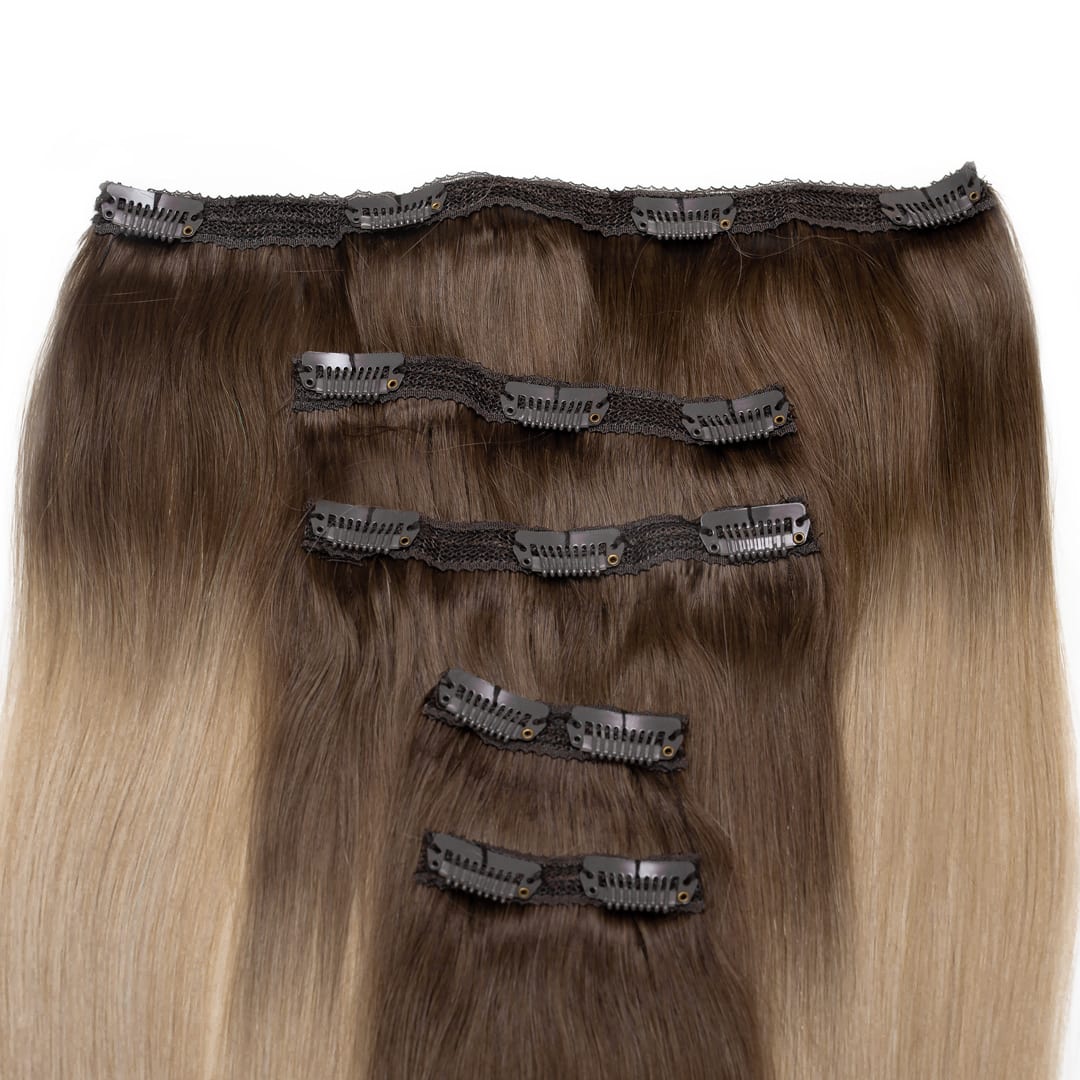 Sun Kissed Human Hair Extensions Clip in 5 Piece
