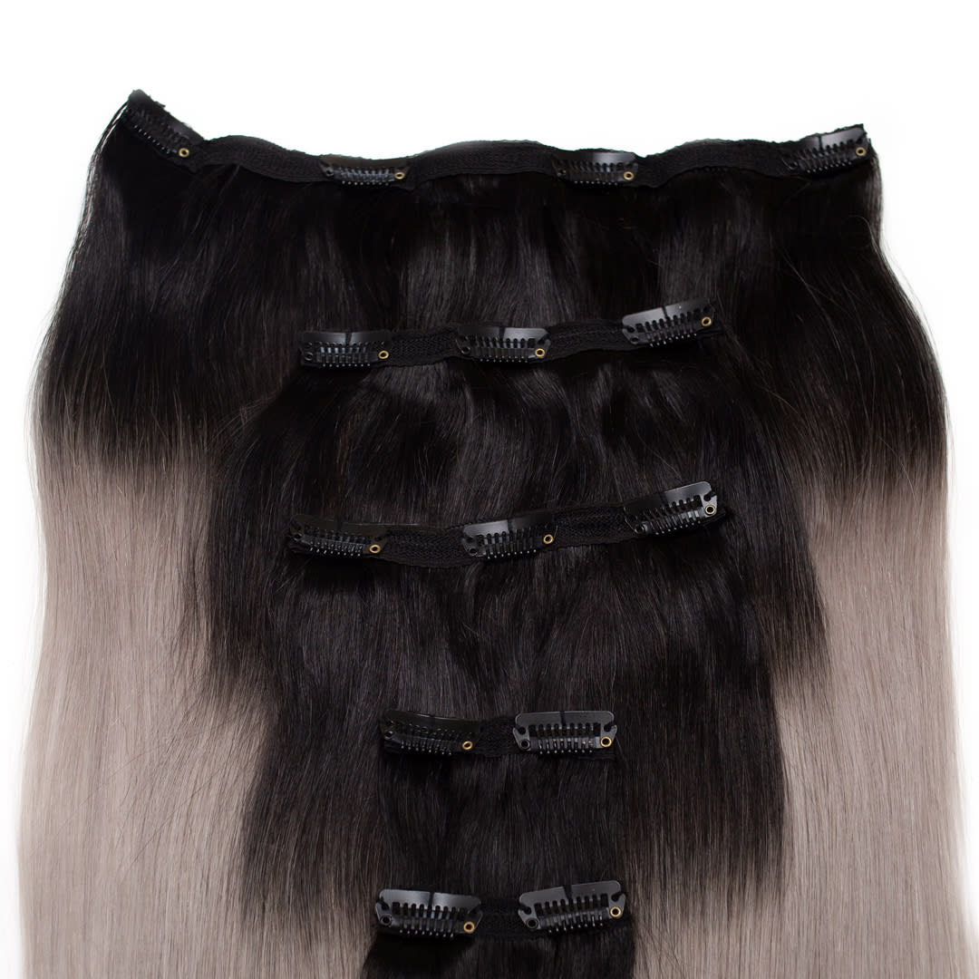 Salt N Pepper Human Hair Extensions Clip in 5 Piece