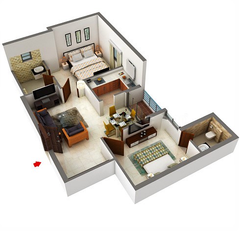 2 BHK floor plan