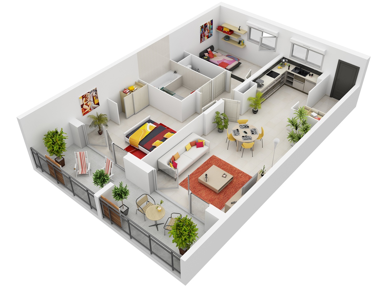 2 BHK floor plan