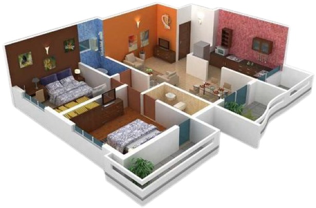 2 BHK floor plan