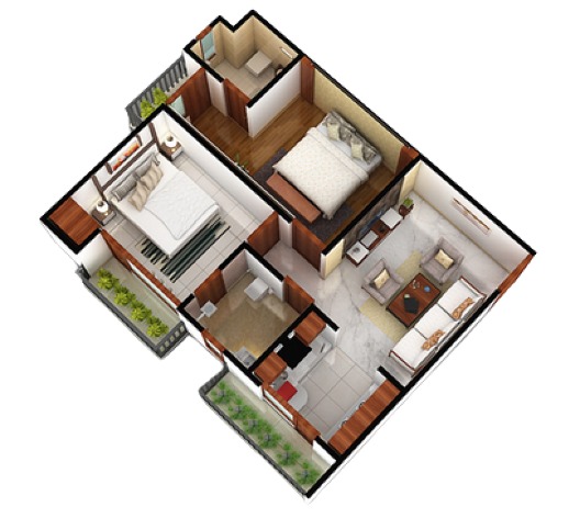 2 BHK floor plan