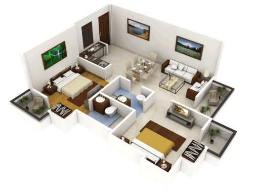 2 BHK floor plan