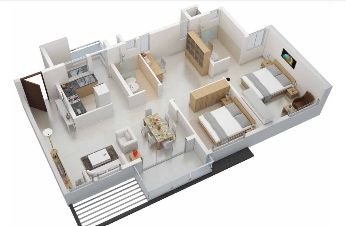 2 BHK floor plan