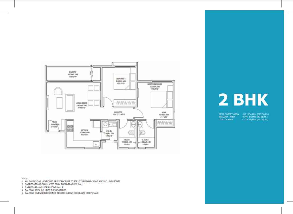 2 BHK floor plan