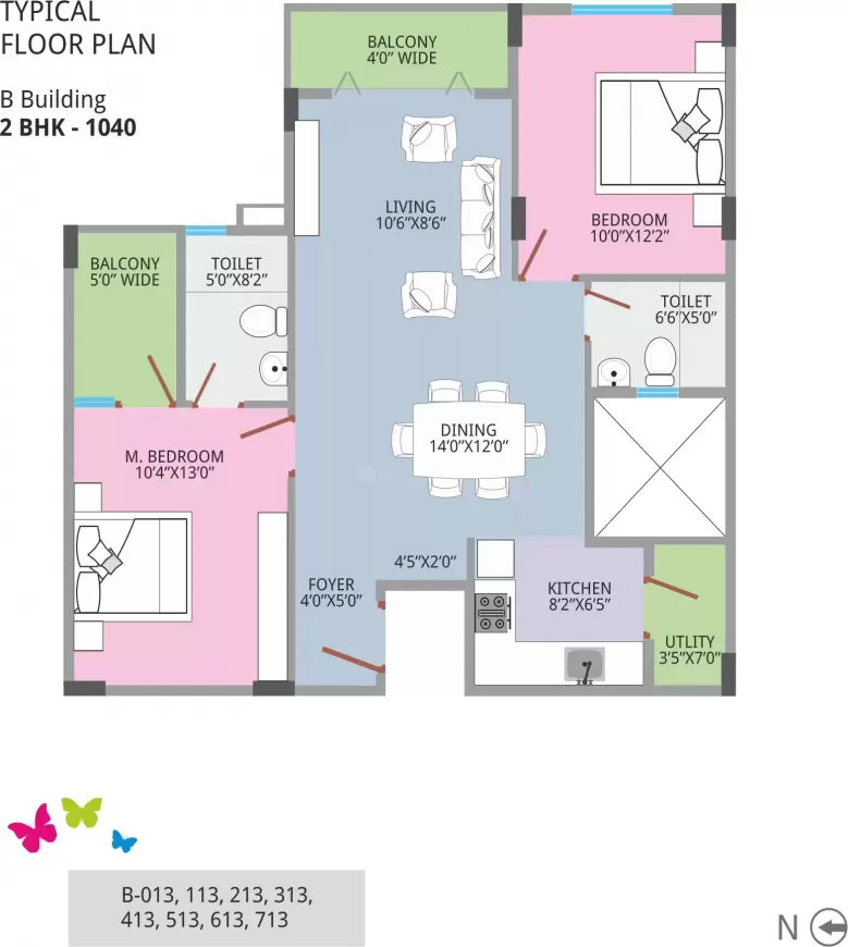 2 BHK floor plan