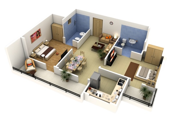 2 BHK floor plan