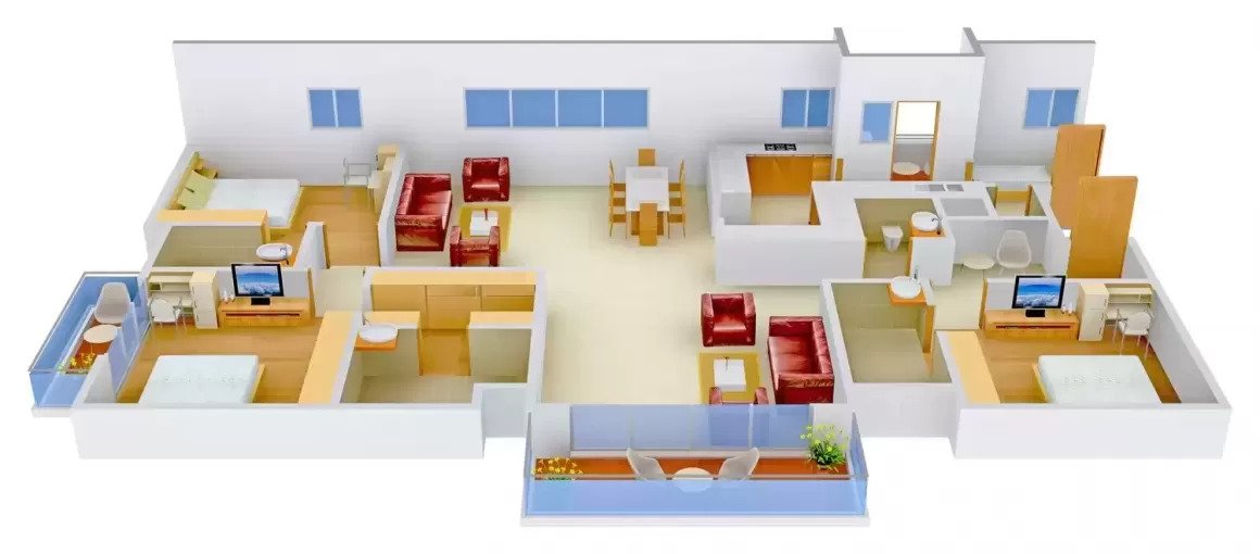 3 BHK floor plan