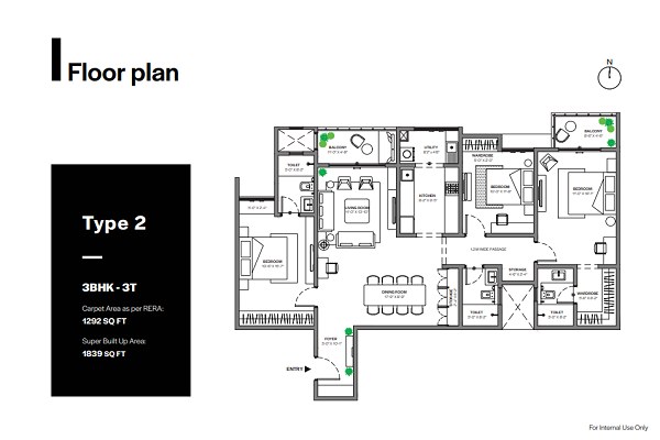 3 BHK floor plan