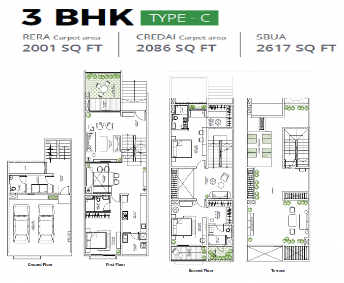 3 BHK floor plan