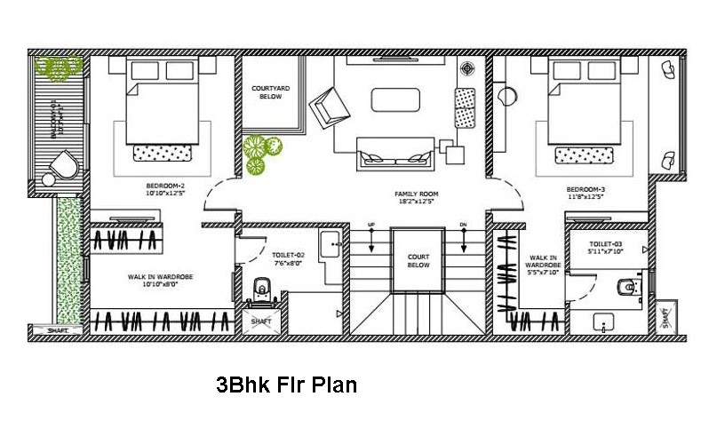 3 BHK floor plan