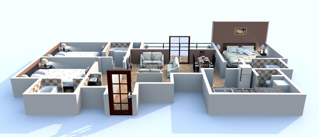3 BHK floor plan