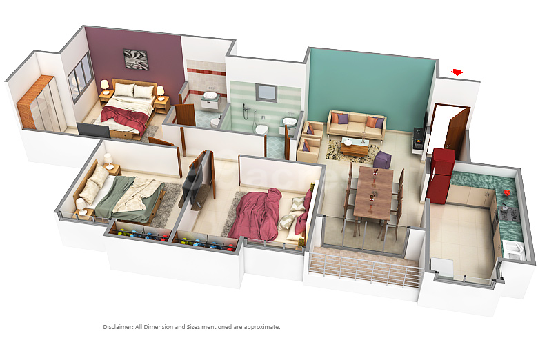 3 BHK floor plan