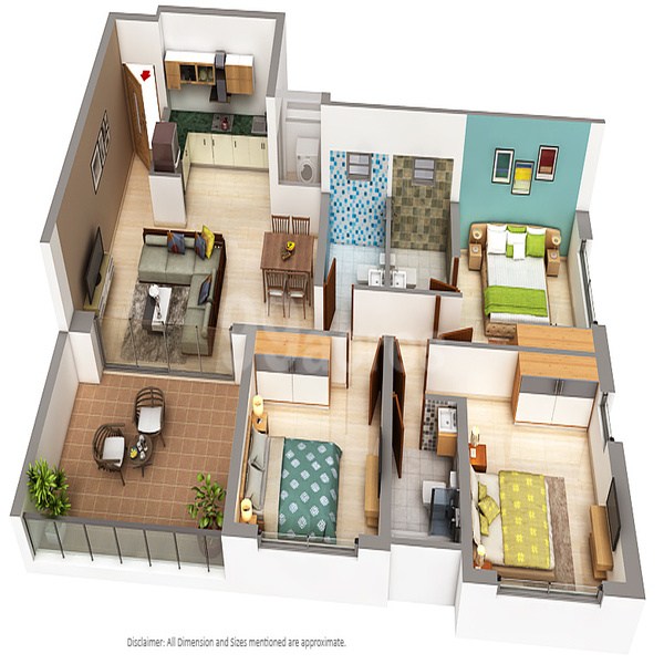 3 BHK floor plan