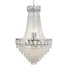 LOUIS PHILIPPE CHROME 28 LIGHT CHANDELIER WITH CRYSTAL BEADS LOUIS PHILIPPE CHROME 28 LIGHT CHANDELIER WITH CRYSTAL BEADS