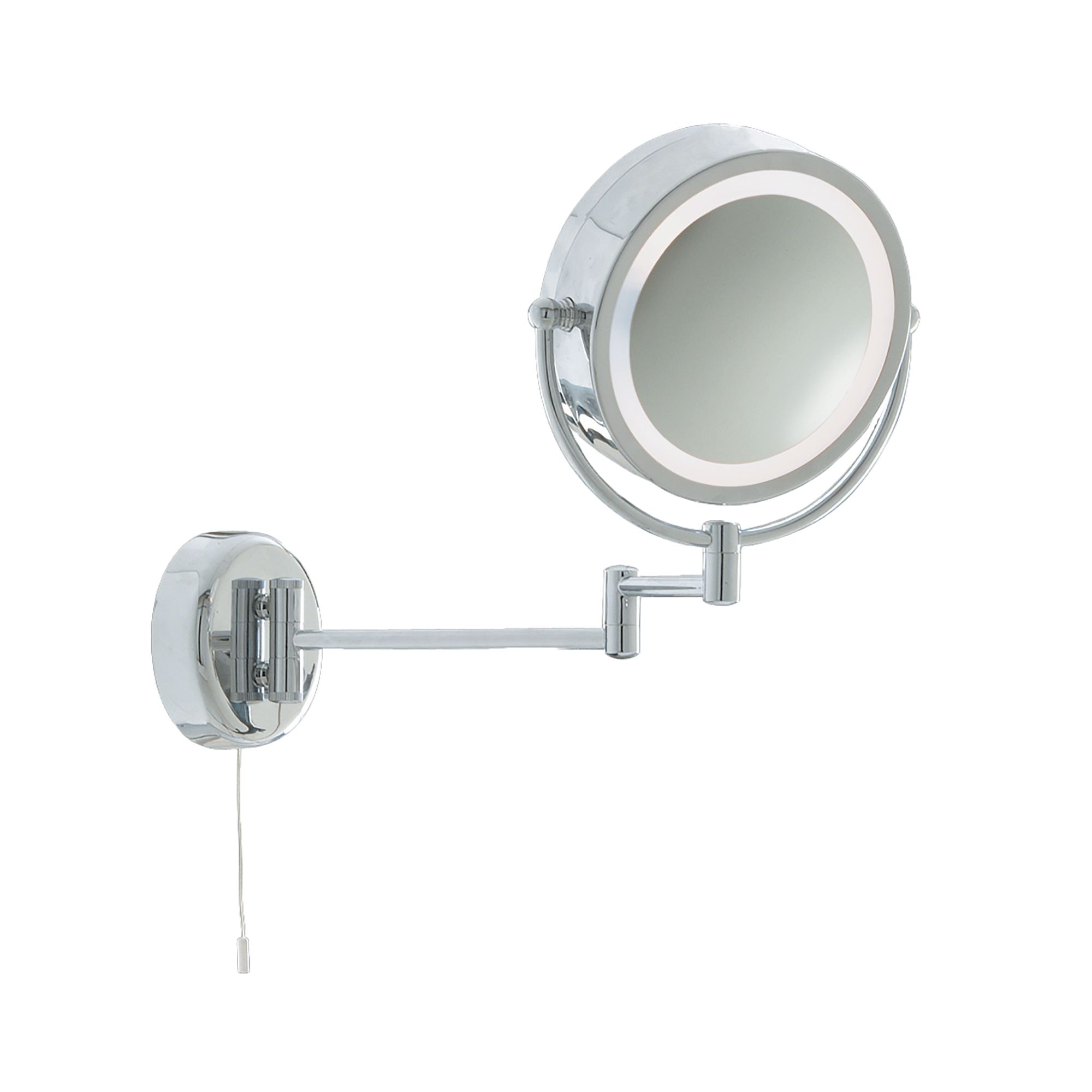 Ip44 Illuminated Chrome Bathroom Mirror With Adjustable Arm