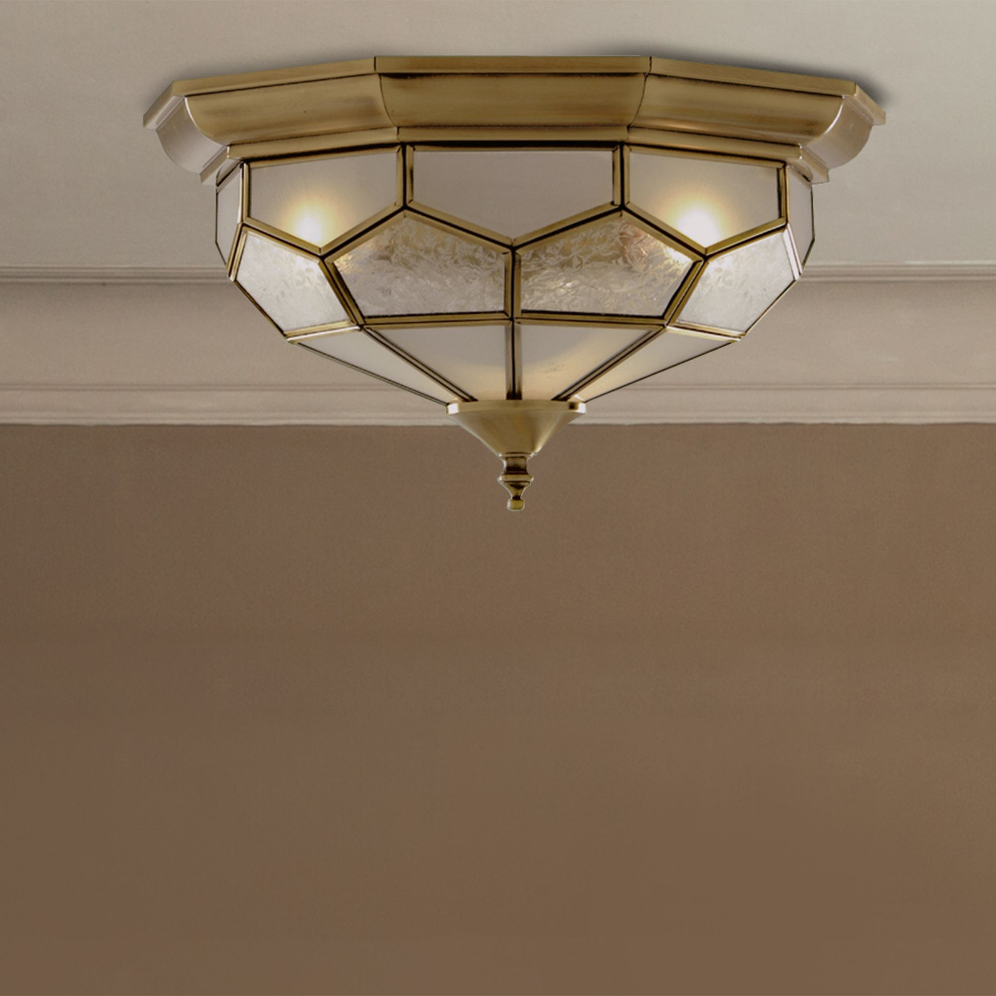 Frosted Glass Antique Brass Finish Indoor Ceiling Pendant
