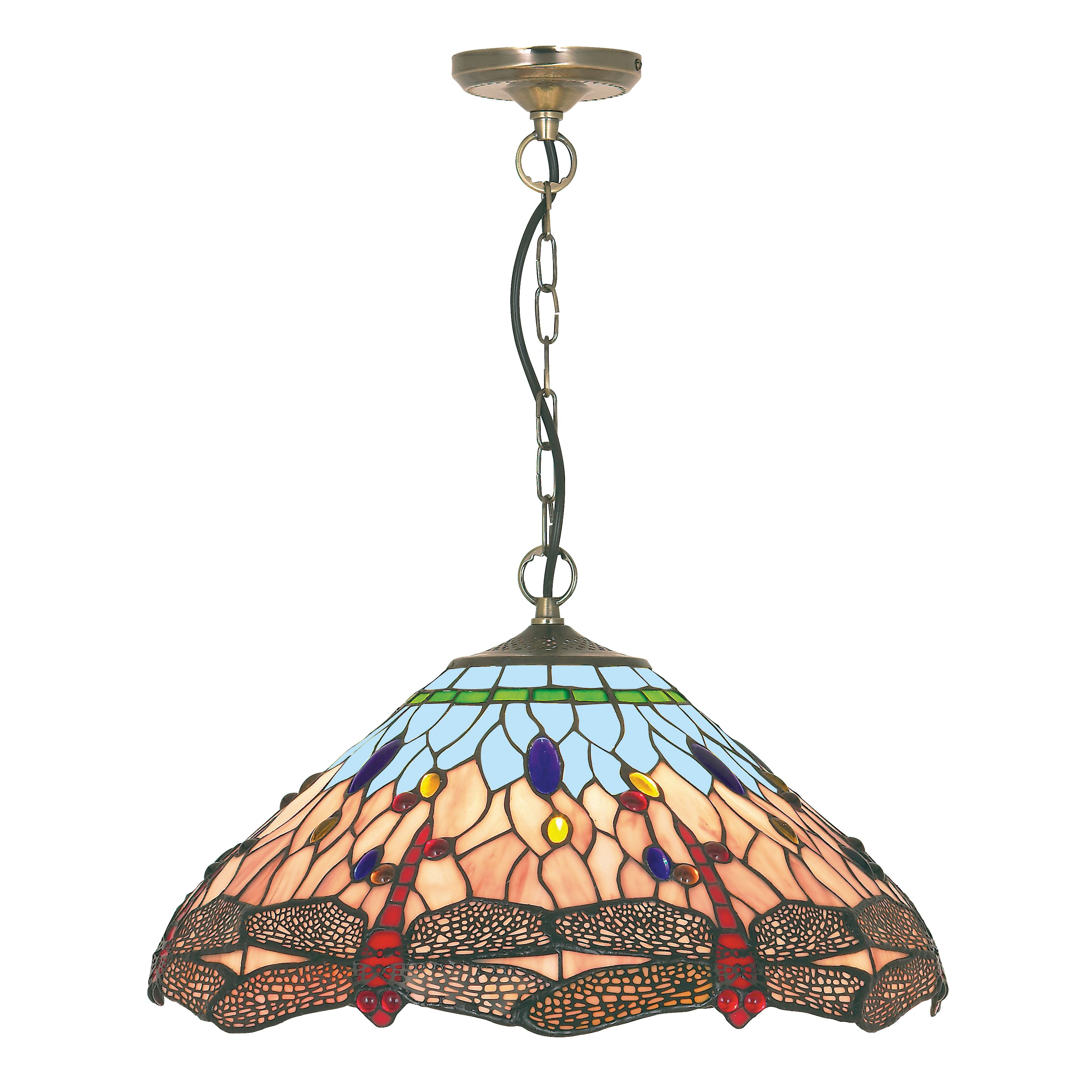 Dragonfly Antique Brass Pendant Light With Hand Made Glass Dragonfly Antique Brass Pendant Light