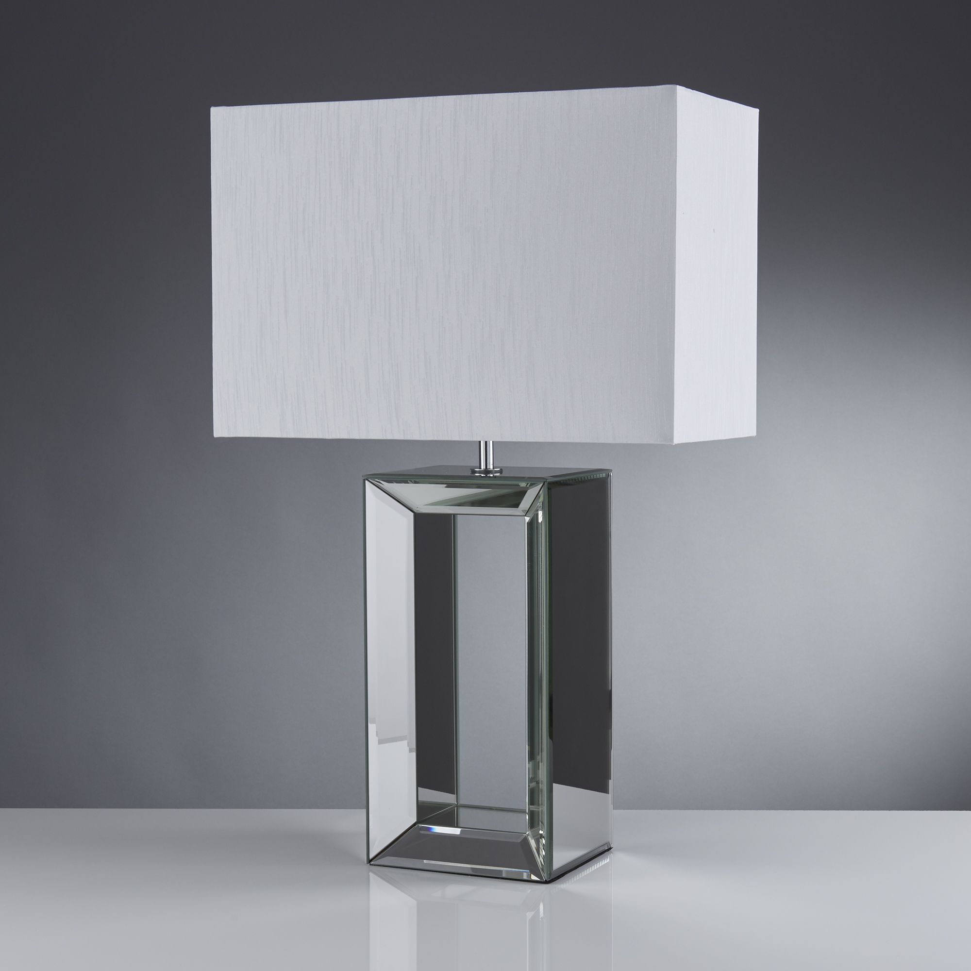 Table Lamp With White Oblong Faux Silk Table Lamp With White Oblong Faux Silk