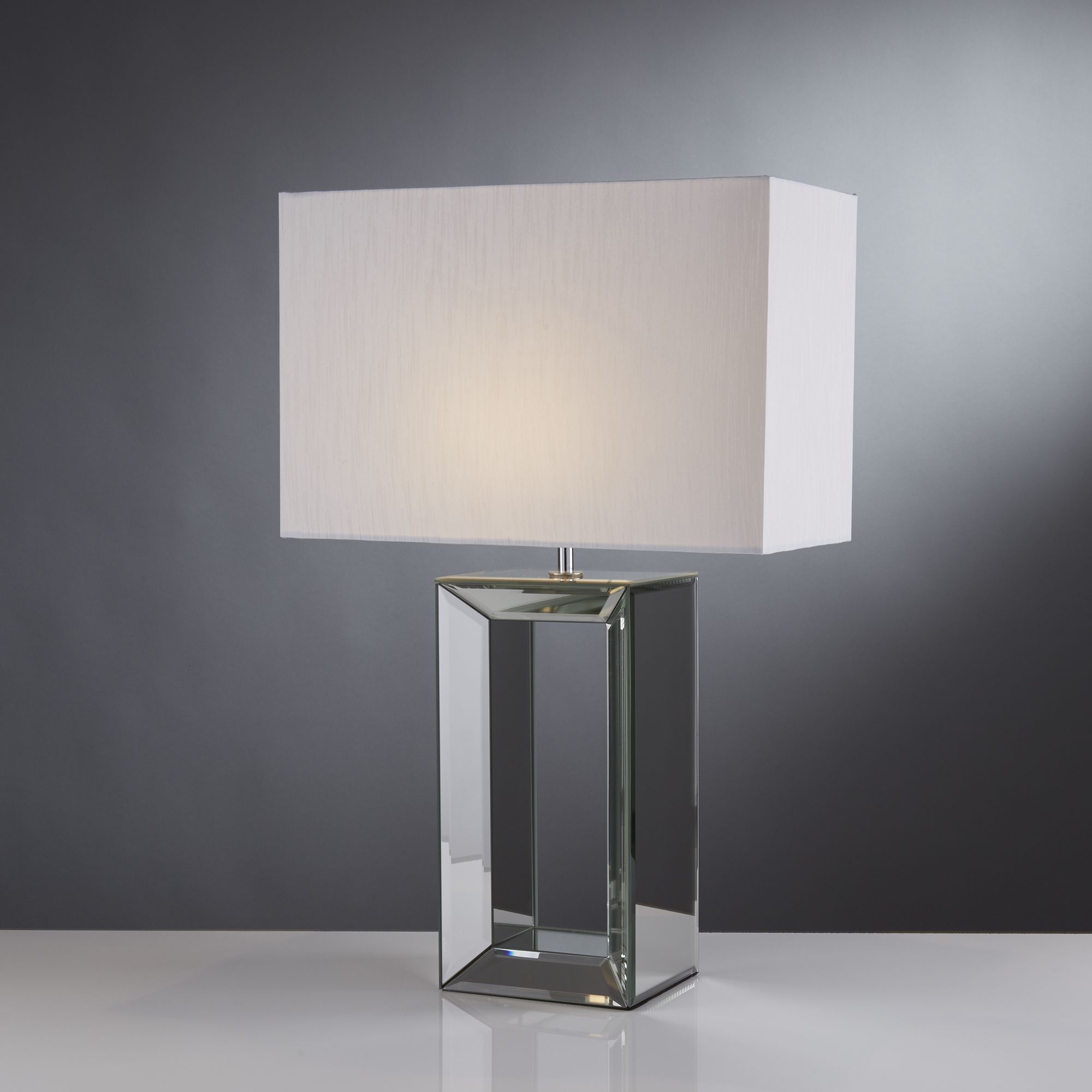 Table Lamp With White Oblong Faux Silk Table Lamp With White Oblong Faux Silk