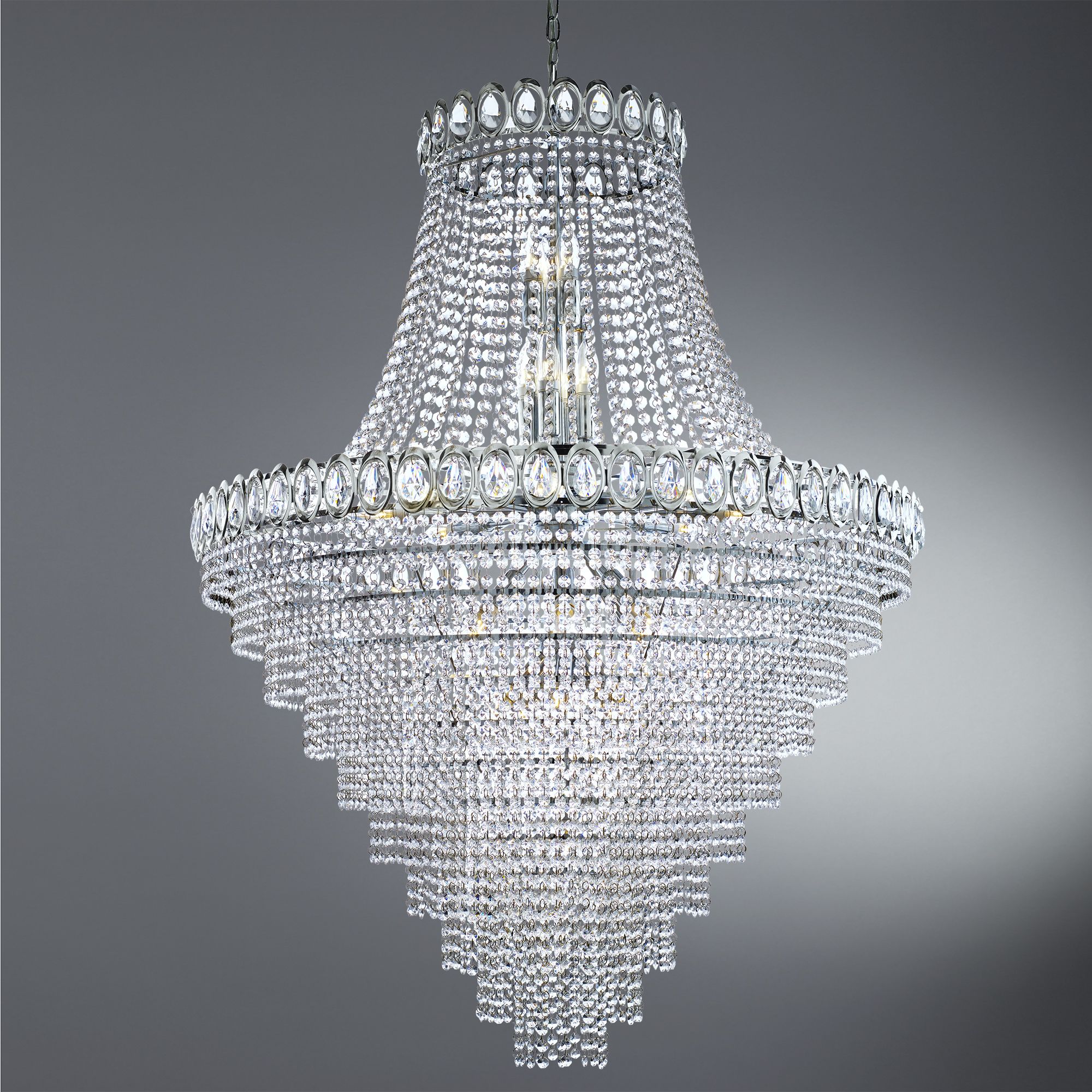 1 x Louis Philippe Chrome 11 Light Chandelier With Crystal 1 x Louis Philippe Chrome 11 Light Chandelier With Crystal