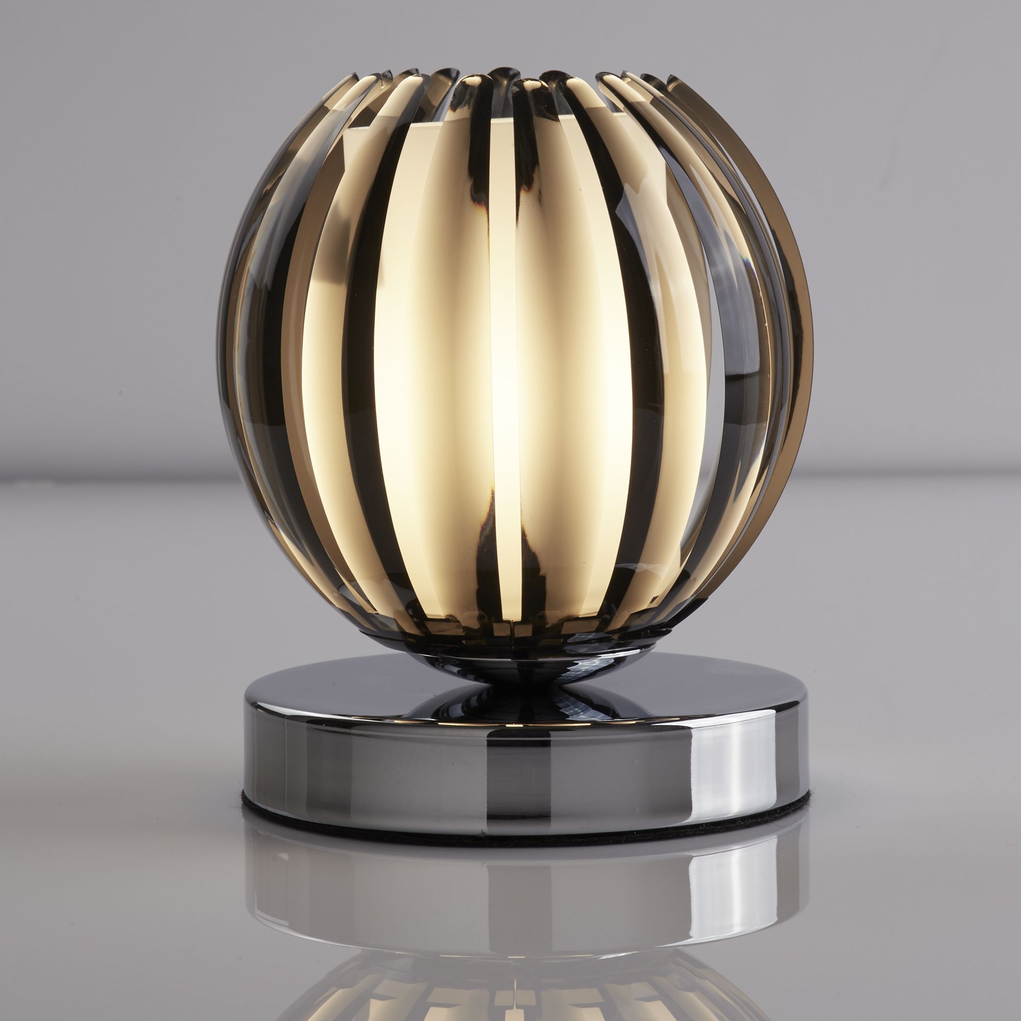 Chrome Touch Table Lamp With Smokey Acrylic Frosted Glass