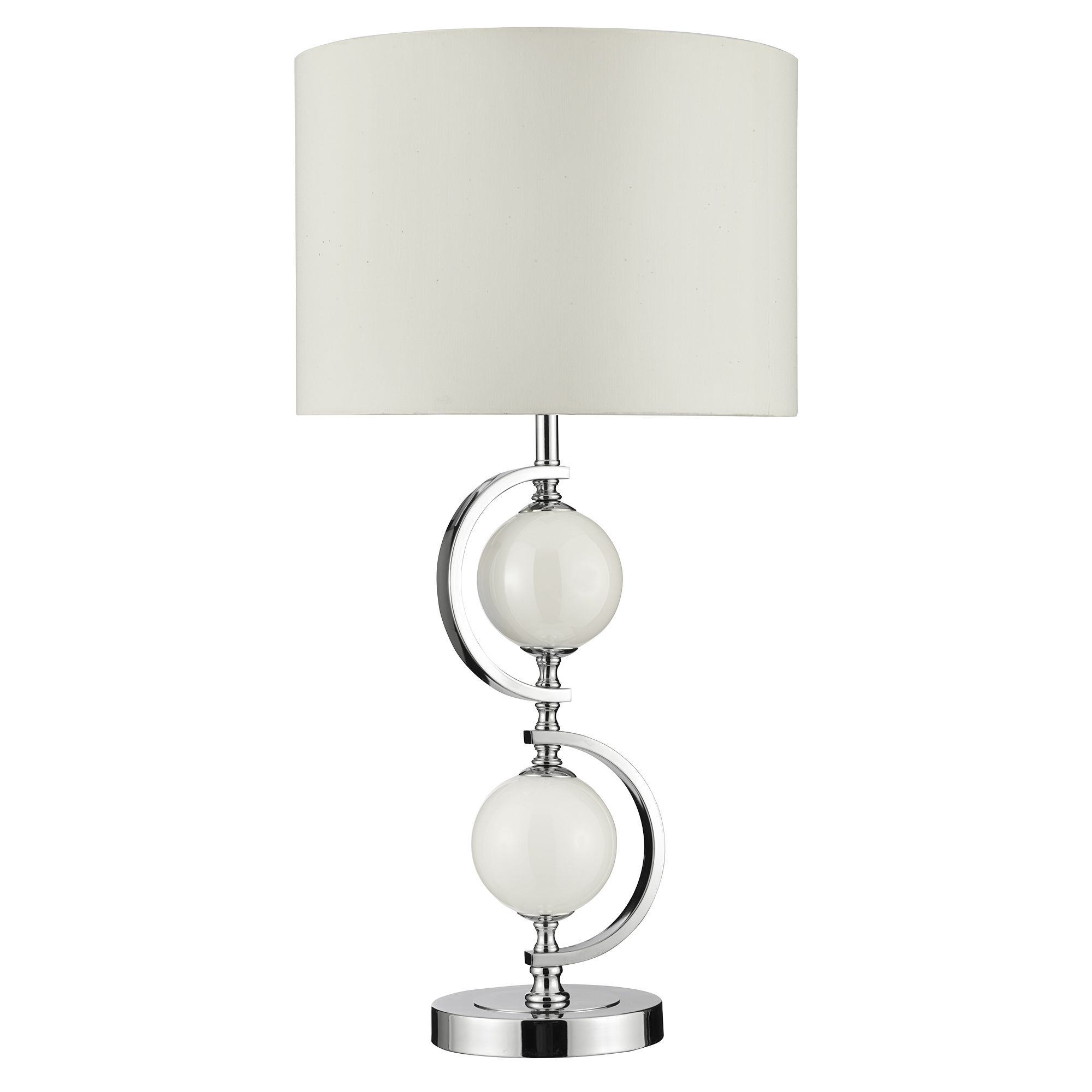 Chrome Table Lamp With Cream Glass Drum Shade