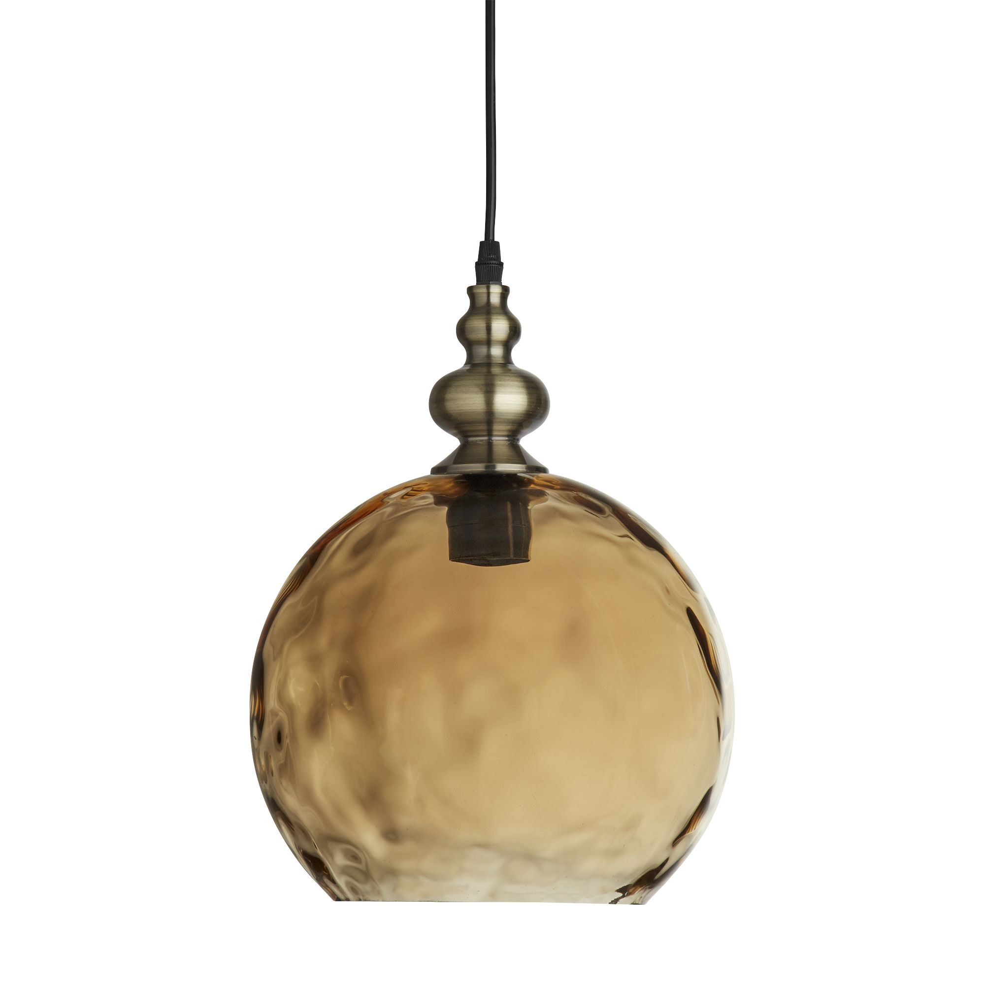 Indiana Antique Brass Globe Pendant Light With Dimpled Glass Shade