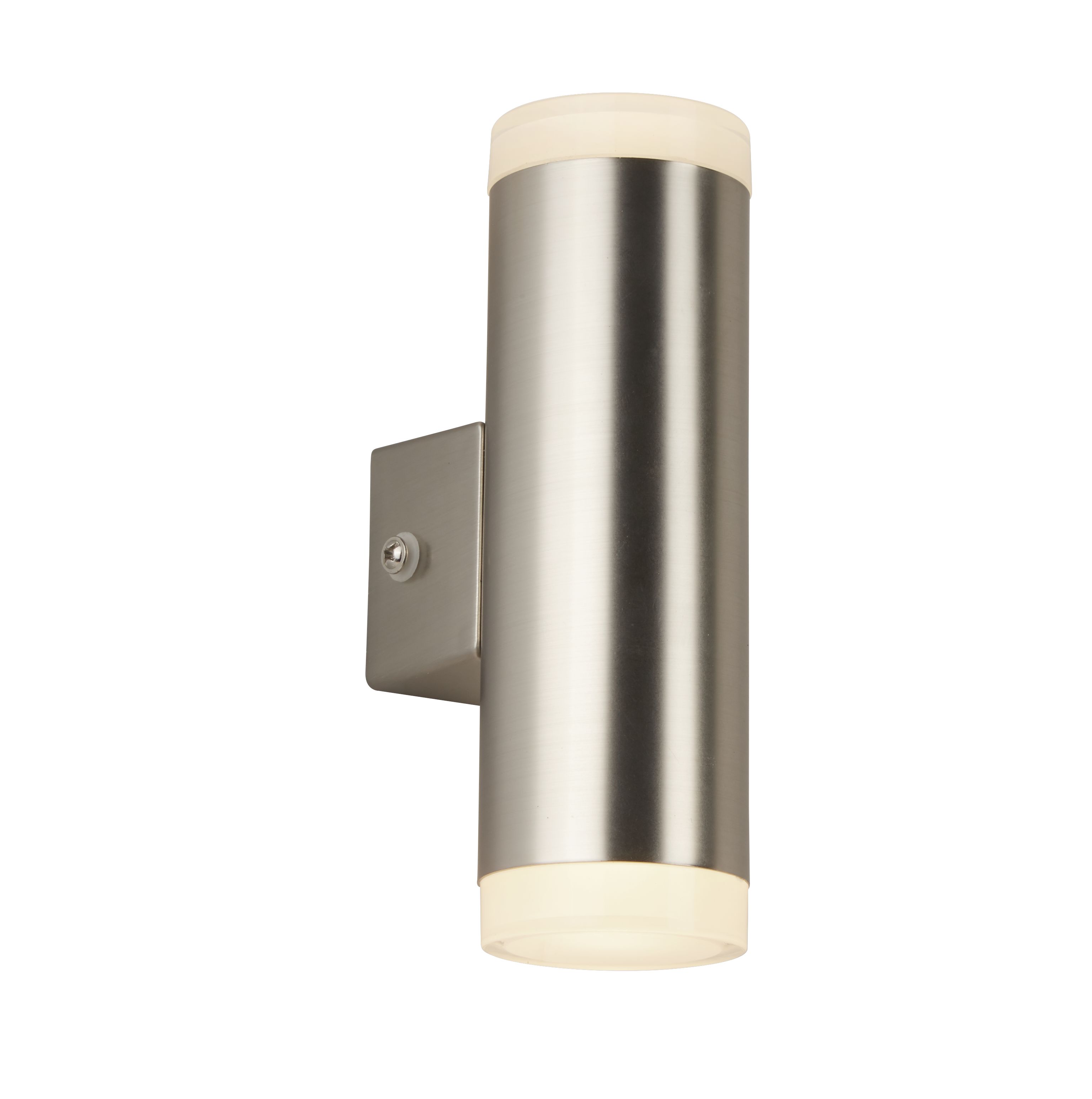 Led Outdoor 2lt Porch Wall Light Satin Silver