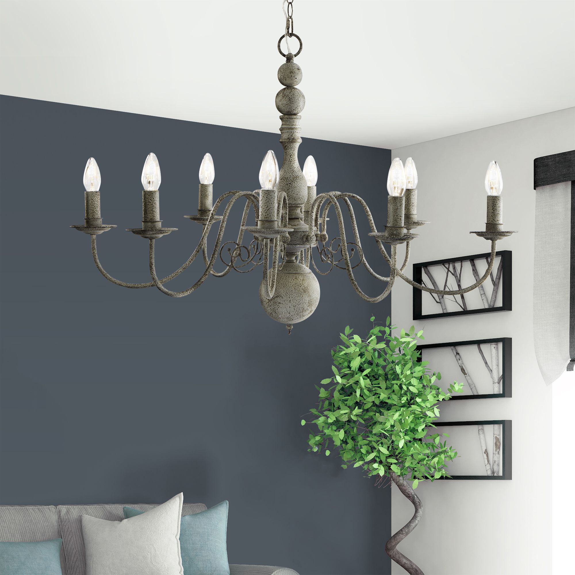 Details about Greythorne 8 Light Textured Grey Finish Ceiling Fitting Candle Style Chandelier Details about Greythorne 8 Light Textured Grey Finish Ceiling Fitting Candle Style Chandelier