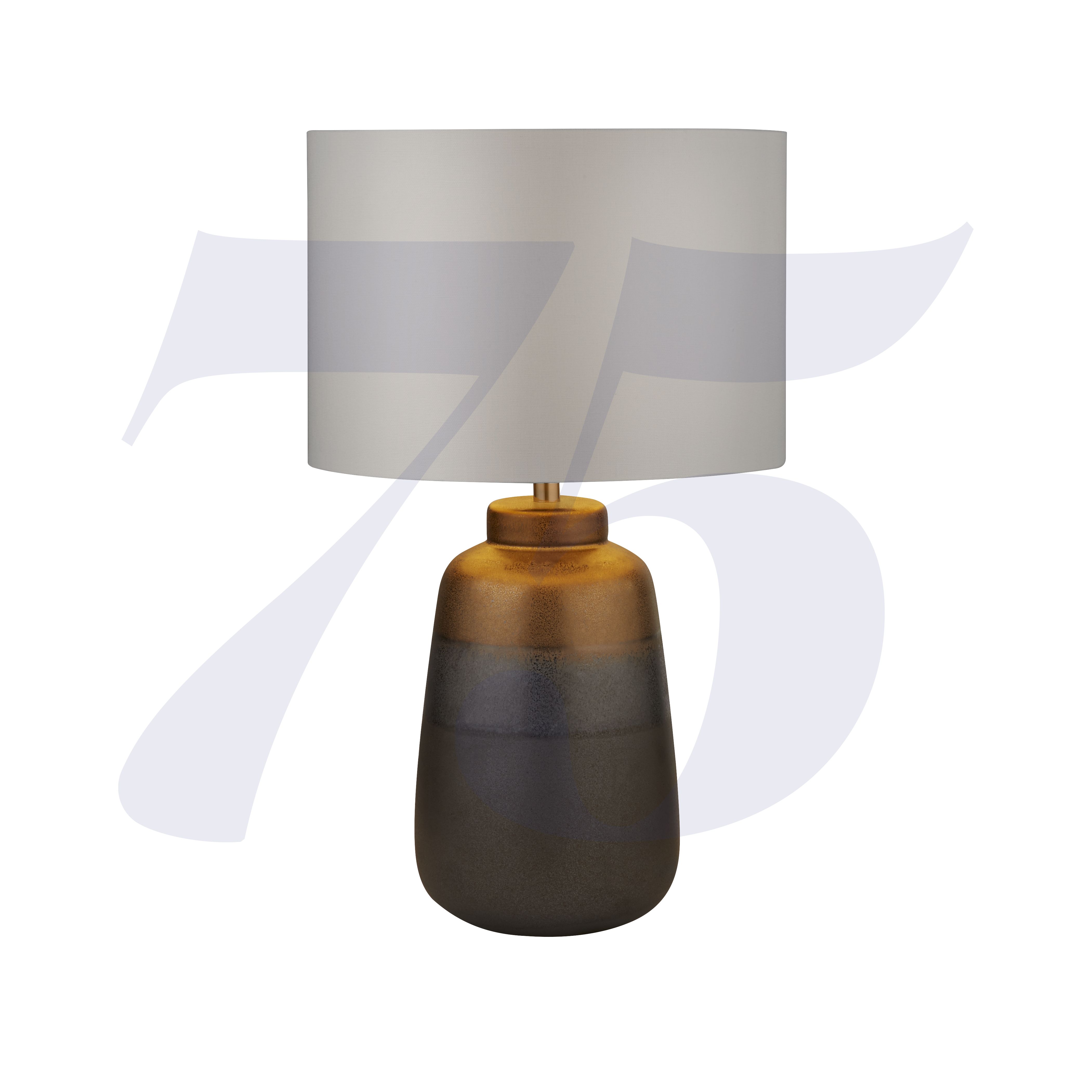 Navy Gold Ceramic Table Lamp With Dark Grey Shade