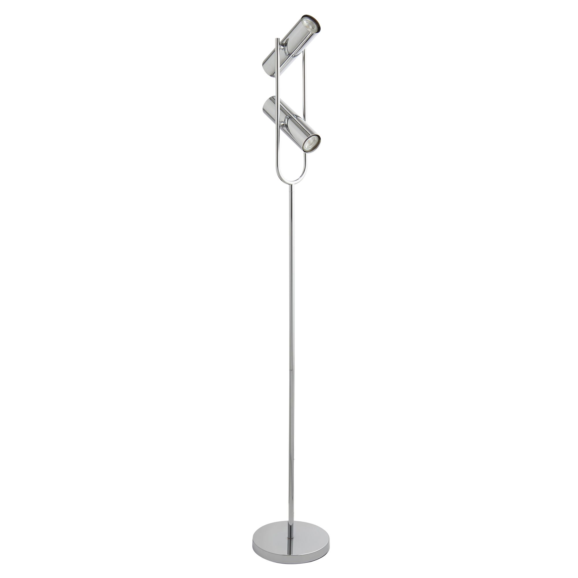 2 Light Spotlight Cylinder Shade Floor Adjustable Head Table Lamp –Chrome
