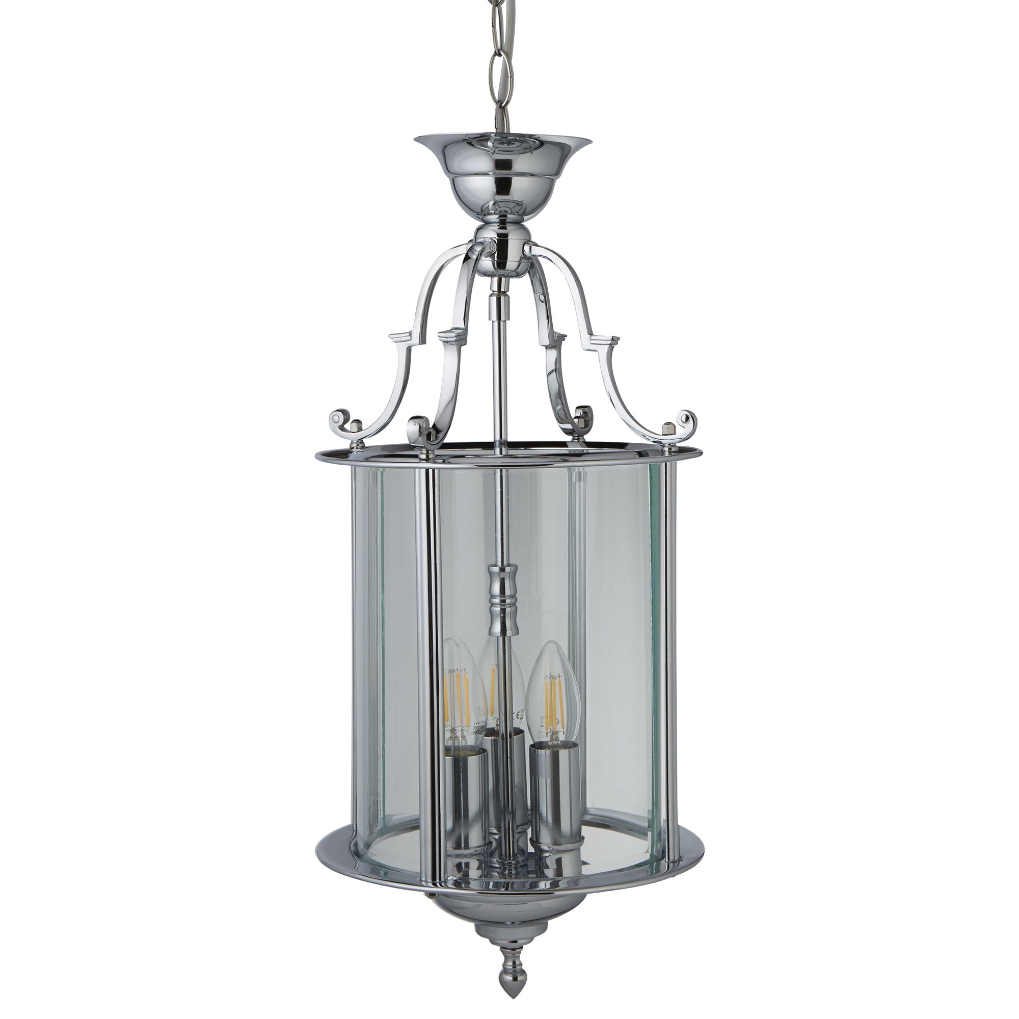 Chrome 3 Light Lantern With Bevelled Glass Panels