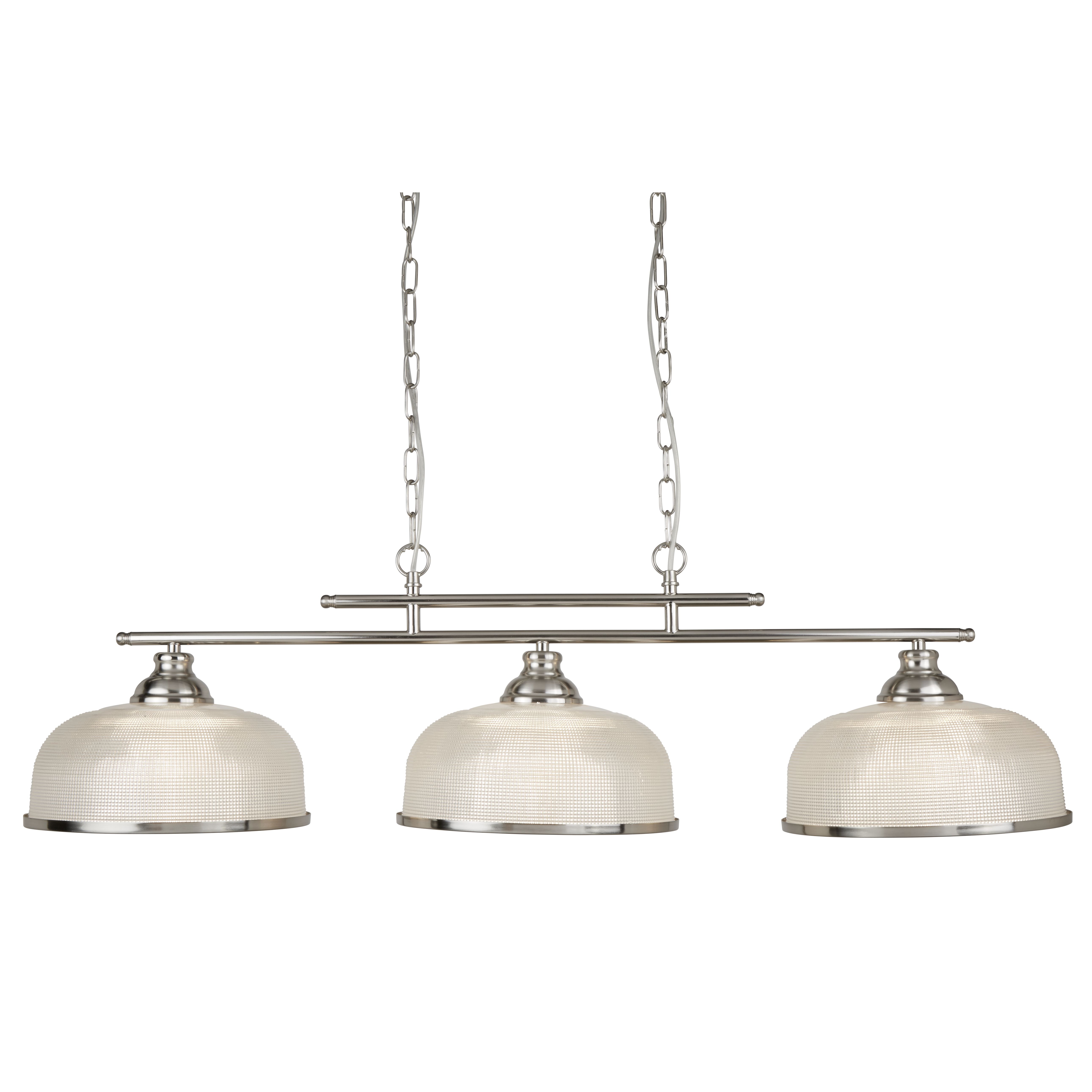 Bistro Ii 3 Light Ceiling Bar Satin Silver Crystal Glass