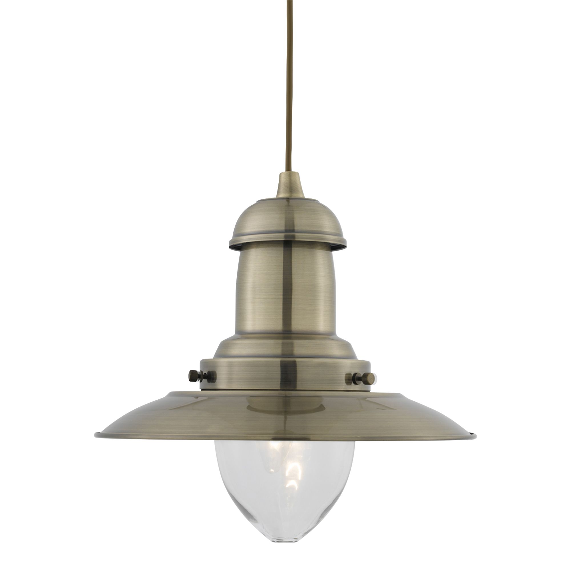 Fisherman Antique Brass Light With Clear Glass Shade