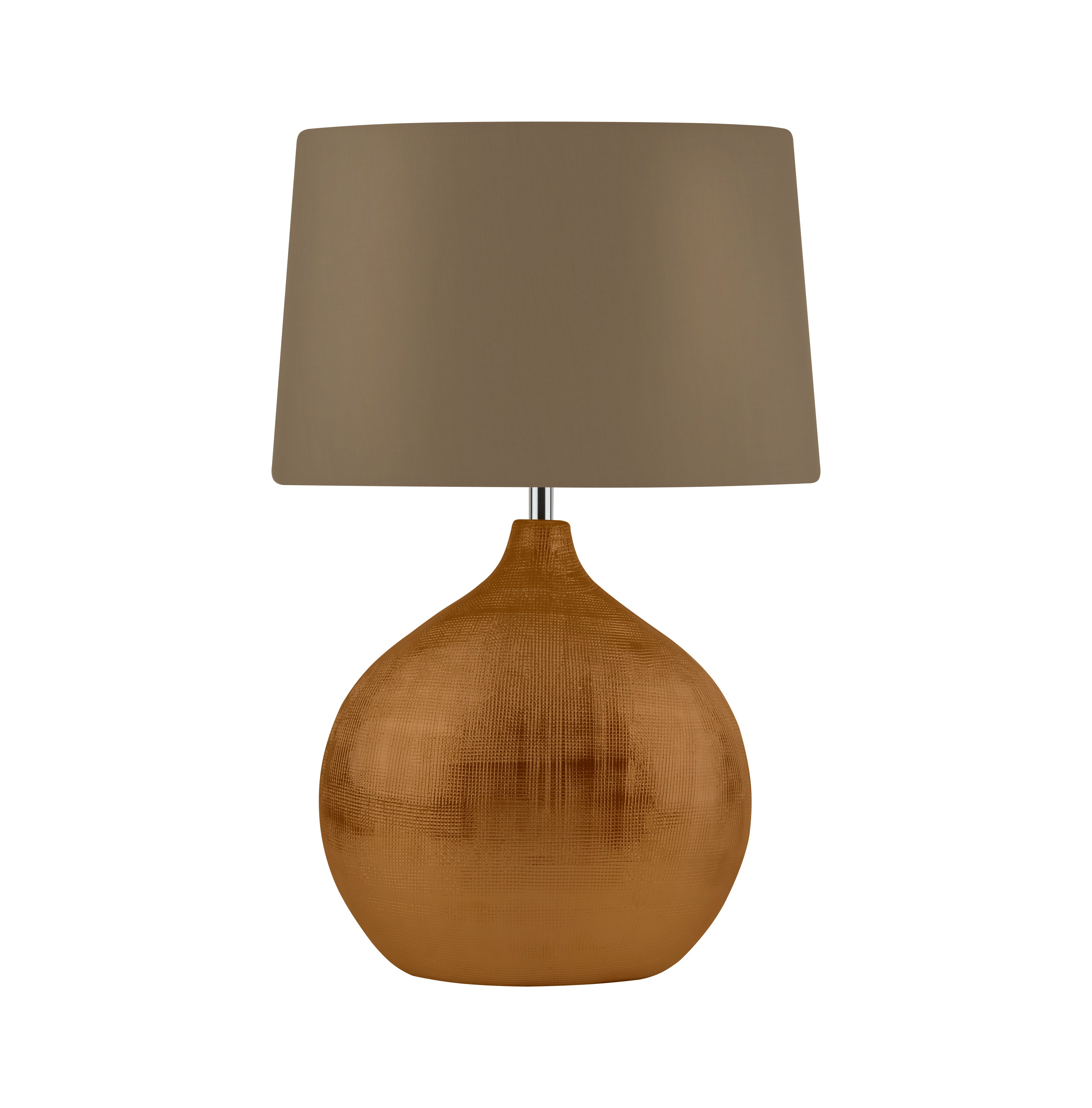 Artisan 1lt Bronze Table Lamp With Round Base Brown Shade