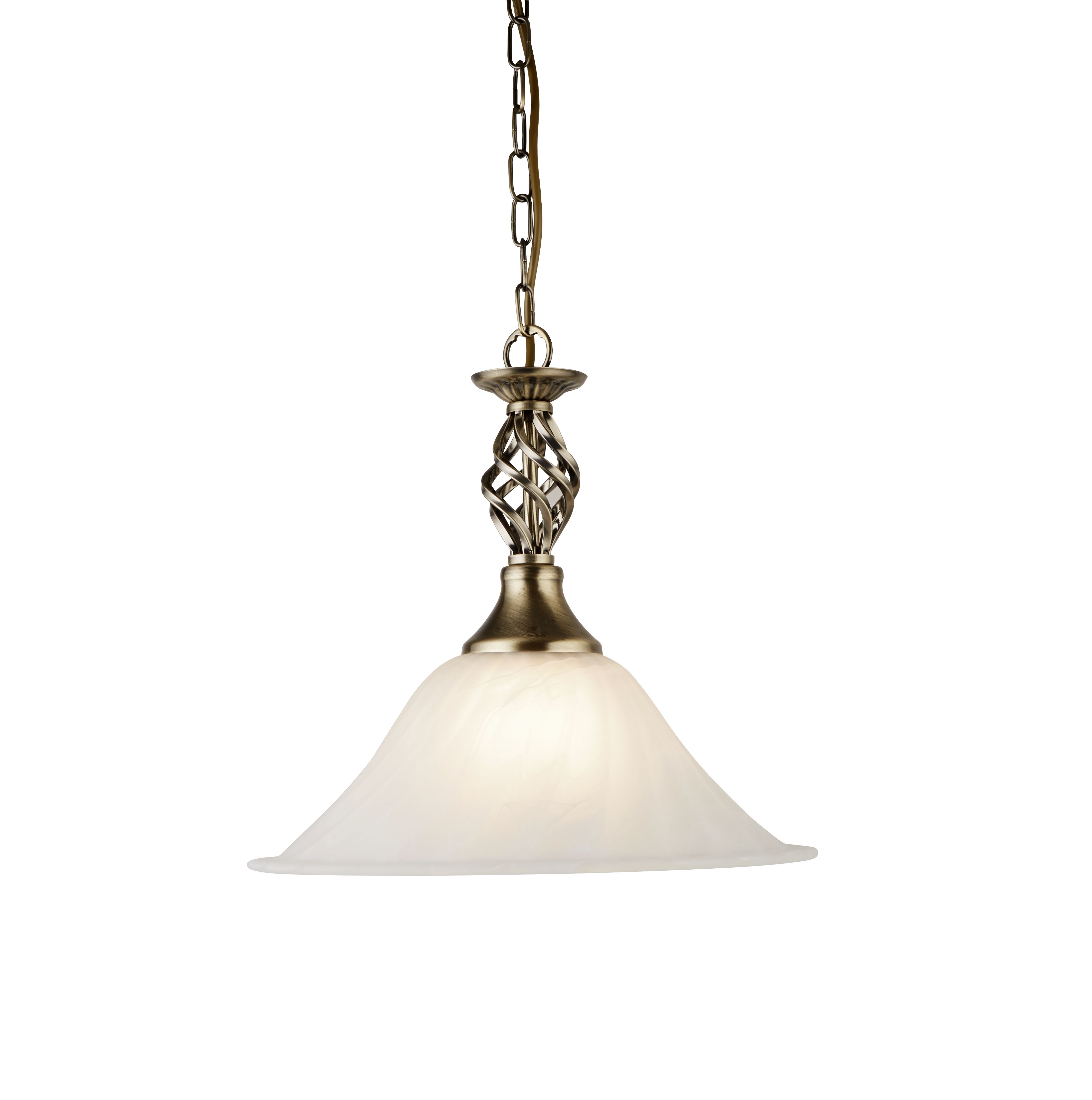 Cameroon Antique Brass Pendant Light With Marble Glass Shade
