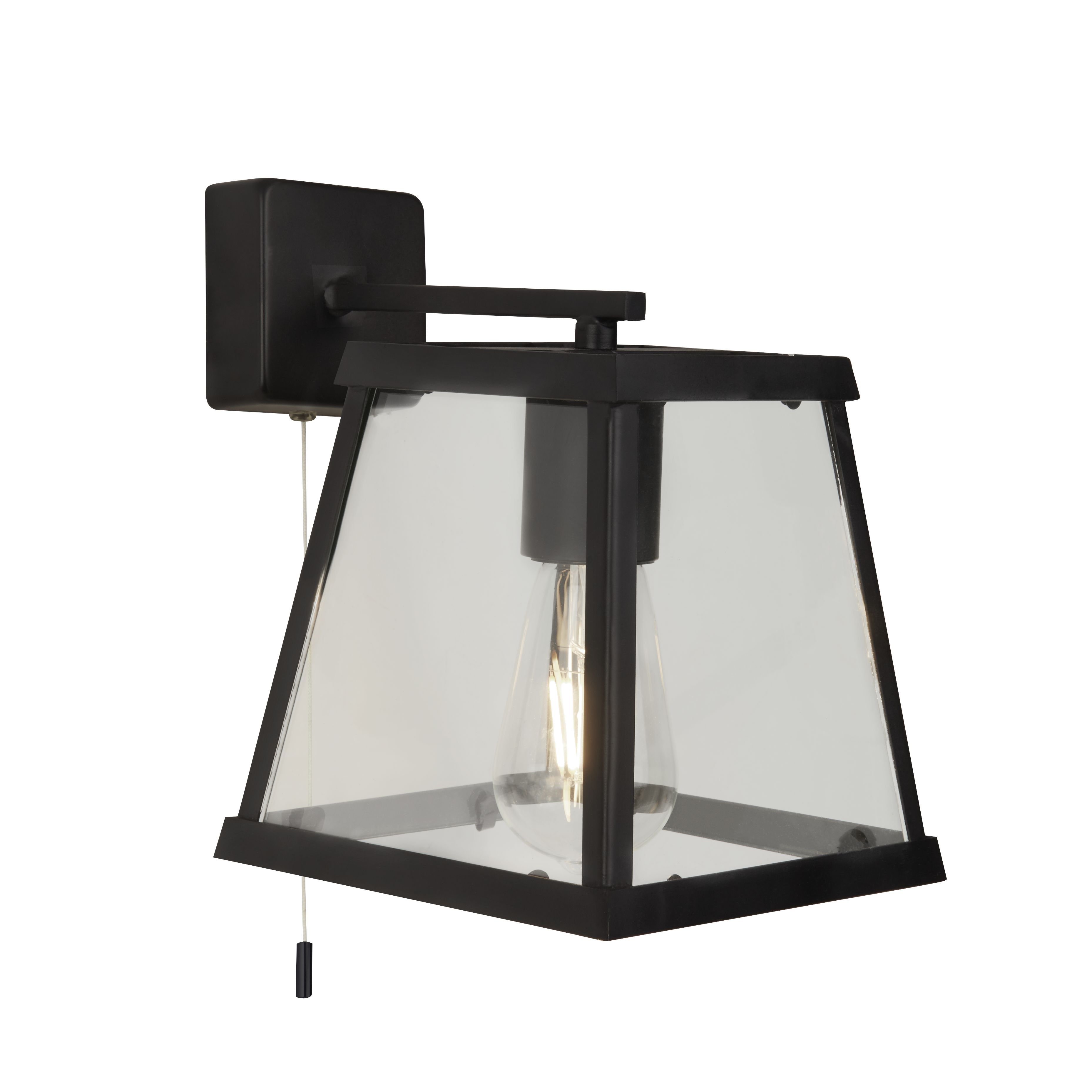Searchlight 4614-5BK Voyager Matt Black 5 Light Lantern Bar Light Glass Shade